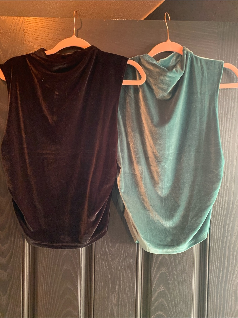 Bundle- a new day Velvet Sleeveless Mock Neck Camisoles in Black and Green